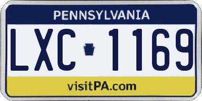 PA license plate LXC1169