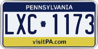 PA license plate LXC1173
