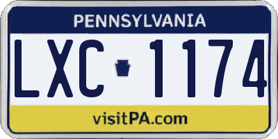 PA license plate LXC1174