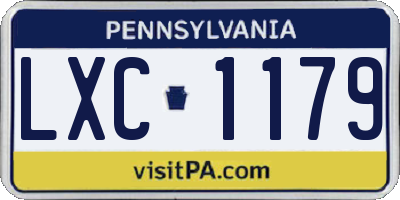 PA license plate LXC1179