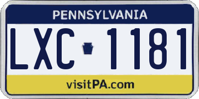 PA license plate LXC1181