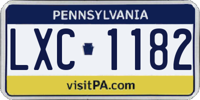 PA license plate LXC1182
