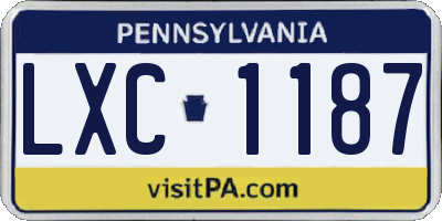 PA license plate LXC1187