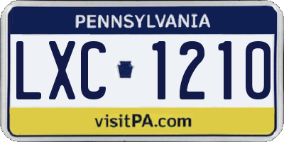 PA license plate LXC1210