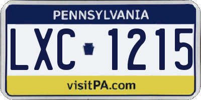 PA license plate LXC1215