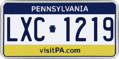 PA license plate LXC1219