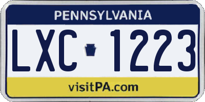 PA license plate LXC1223