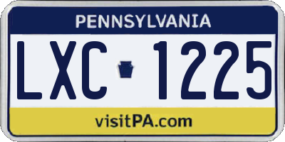 PA license plate LXC1225