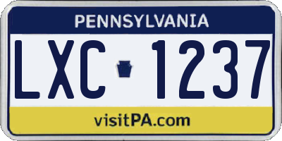 PA license plate LXC1237