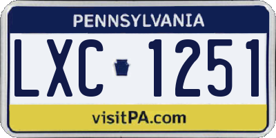 PA license plate LXC1251