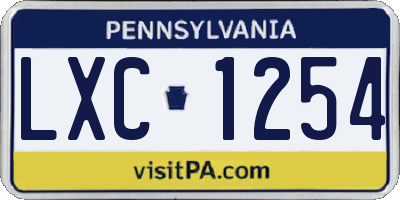 PA license plate LXC1254