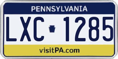 PA license plate LXC1285
