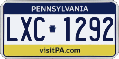 PA license plate LXC1292
