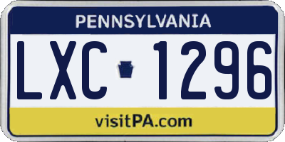 PA license plate LXC1296