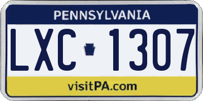 PA license plate LXC1307