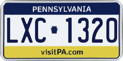 PA license plate LXC1320