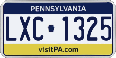 PA license plate LXC1325