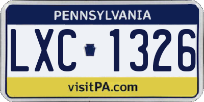 PA license plate LXC1326