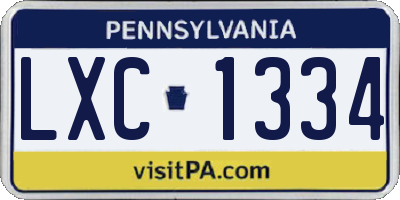 PA license plate LXC1334