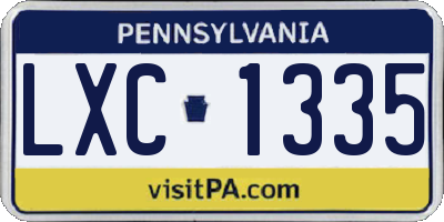 PA license plate LXC1335
