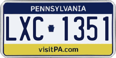 PA license plate LXC1351