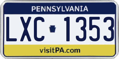 PA license plate LXC1353