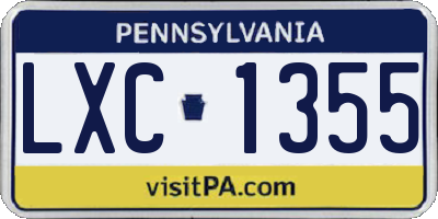 PA license plate LXC1355