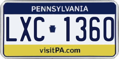 PA license plate LXC1360