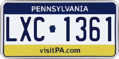 PA license plate LXC1361