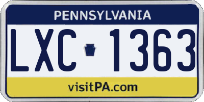 PA license plate LXC1363