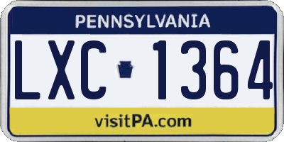 PA license plate LXC1364