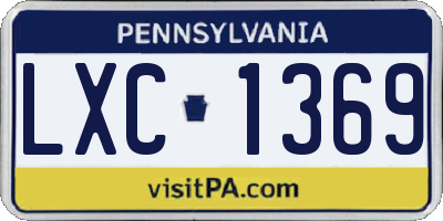 PA license plate LXC1369