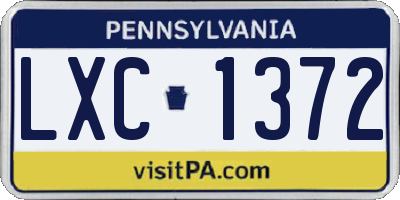 PA license plate LXC1372