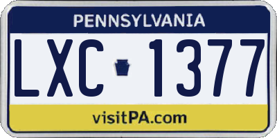 PA license plate LXC1377