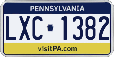 PA license plate LXC1382