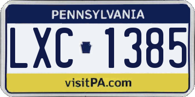 PA license plate LXC1385