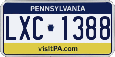 PA license plate LXC1388