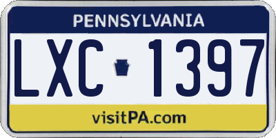 PA license plate LXC1397