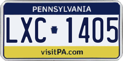 PA license plate LXC1405