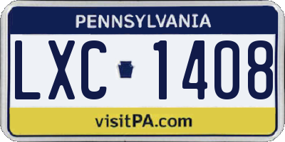 PA license plate LXC1408