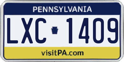 PA license plate LXC1409
