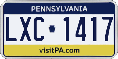 PA license plate LXC1417