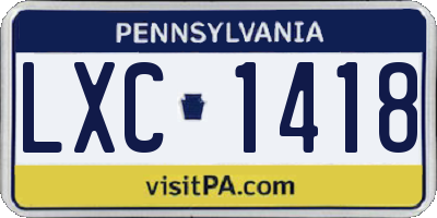 PA license plate LXC1418