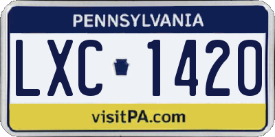 PA license plate LXC1420