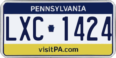 PA license plate LXC1424
