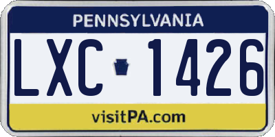 PA license plate LXC1426