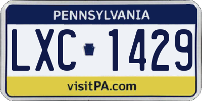 PA license plate LXC1429
