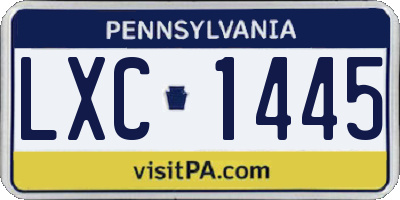 PA license plate LXC1445