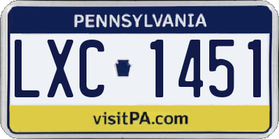 PA license plate LXC1451