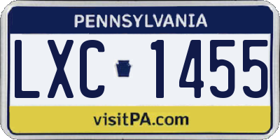 PA license plate LXC1455